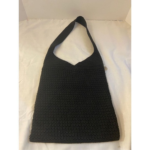 The Sak Handbags - The SAK black crochet shoulder bag  snap 11.5x15"